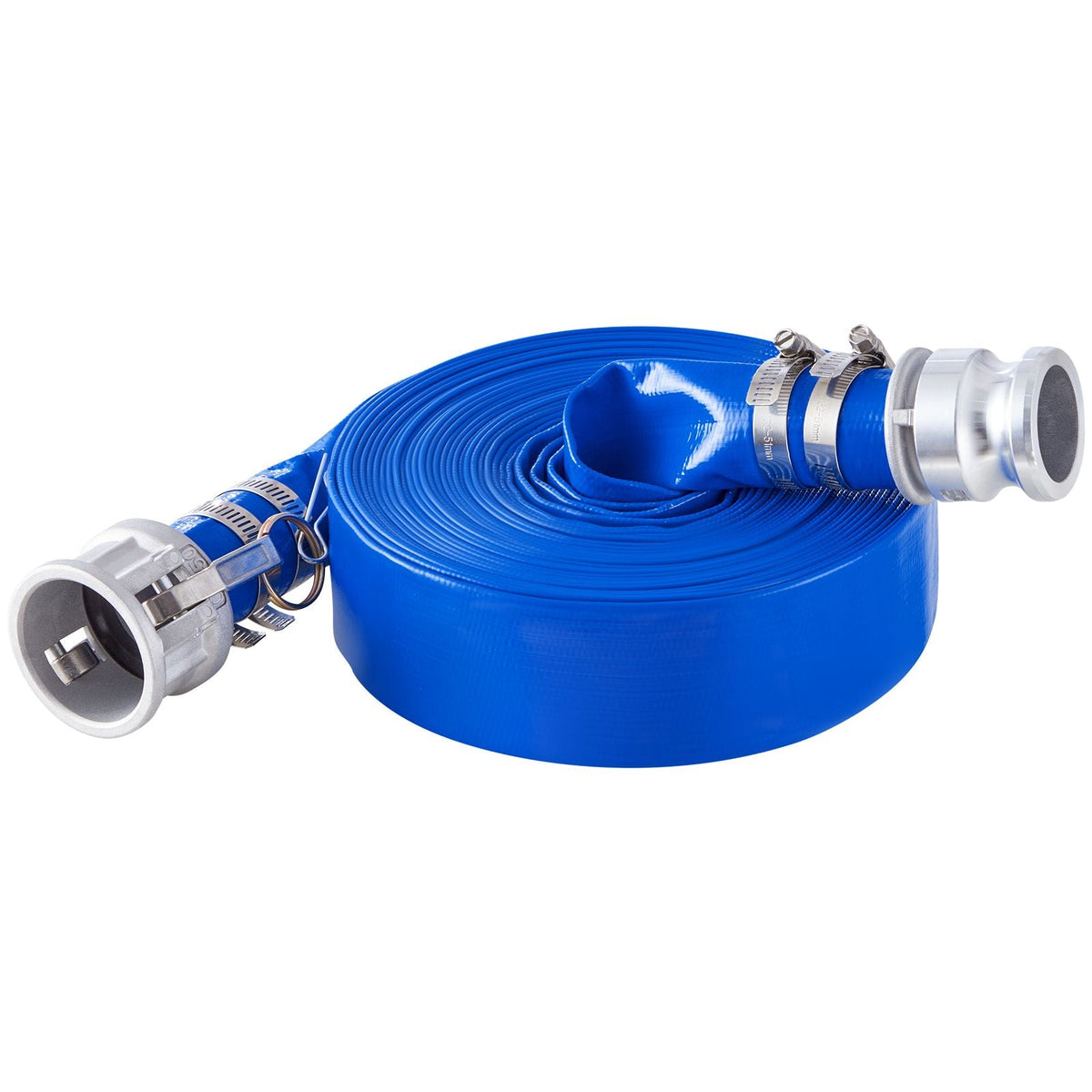 Backwash Hose, 1.5 in x 50 ft, Blue High Quality PVC Hose, with Clamps, Camlock, Aluminum Fittings, Fit Various Pumps, for Sewage Treatment, Water Transportation and More Agricultural Purposes