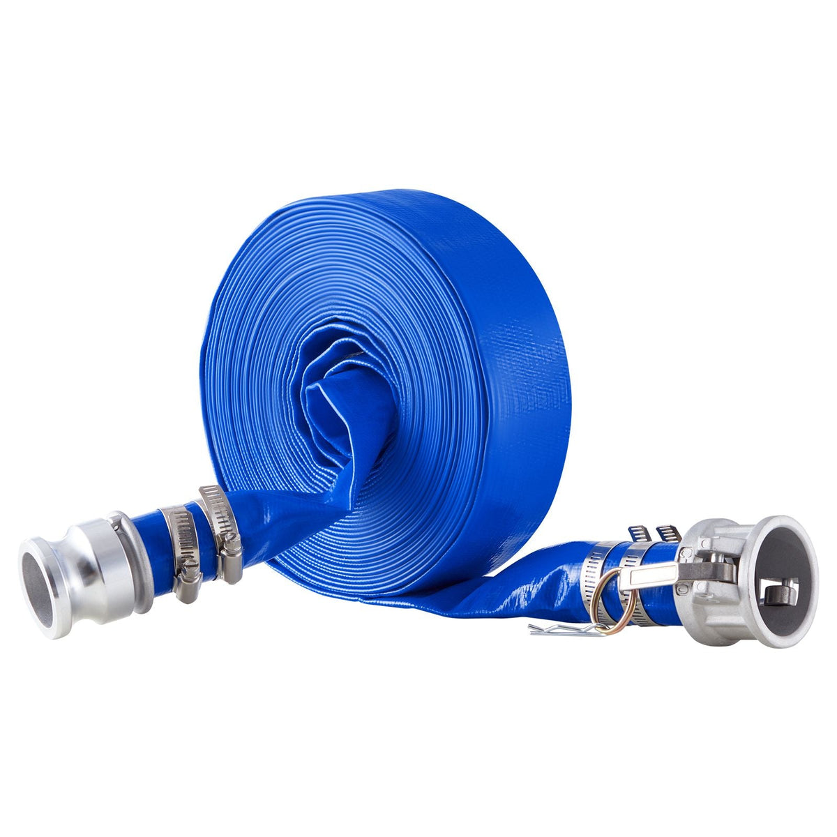 Backwash Hose, 1.5 in x 50 ft, Blue High Quality PVC Hose, with Clamps, Camlock, Aluminum Fittings, Fit Various Pumps, for Sewage Treatment, Water Transportation and More Agricultural Purposes