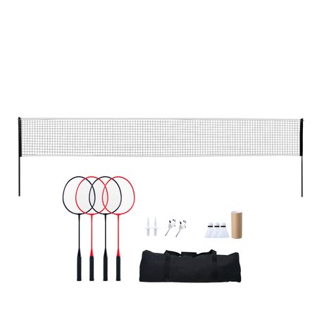Badminton Net Set, Outdoor Backyard Beach Park Badminton Net, Portable Badminton Equipment Set, Adults Kids Badminton Net with Poles, Carrying Bag, 4 Iron Rackets, and 3 Nylon Shuttlecocks
