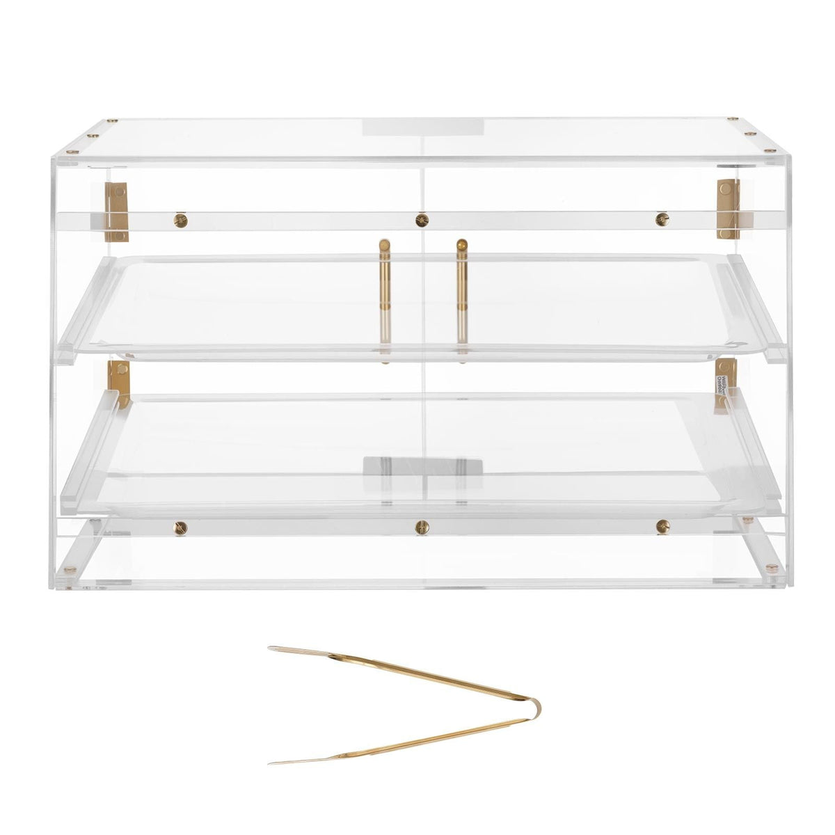 Bakery Display Case, 2-Tier Commercial Countertop Pastry Display Case, Clear Acrylic Bread Box for Kitchen, Party Cake Cabinet with Magnetic Rear Door for Cookie Dessert Donut, 20.7"x15.7"x12"