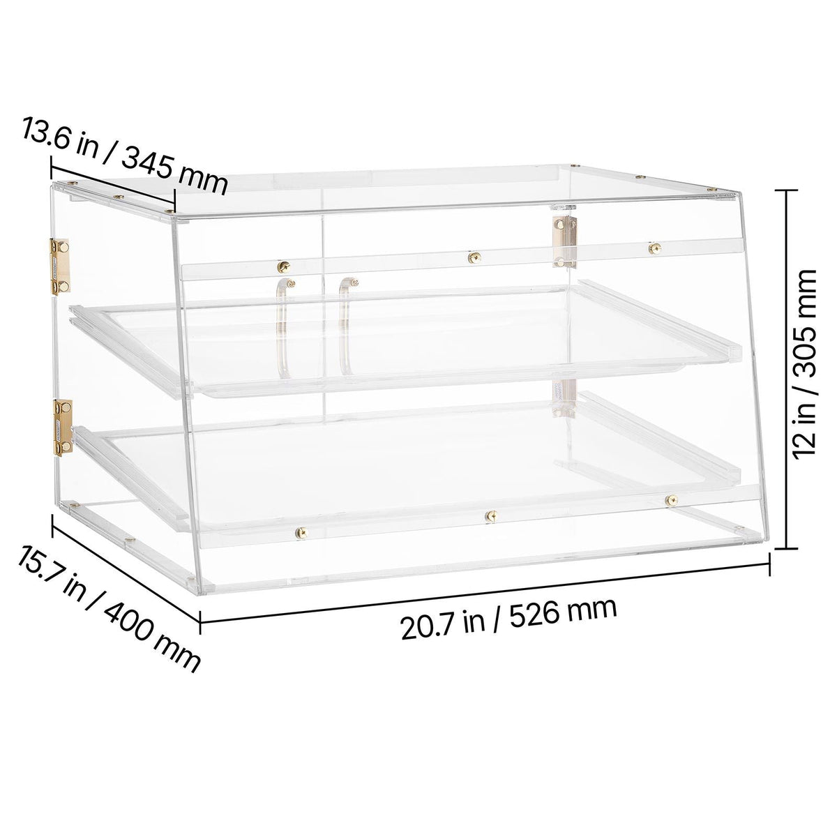 Bakery Display Case, 2-Tier Commercial Countertop Pastry Display Case, Clear Acrylic Bread Box for Kitchen, Party Cake Cabinet with Magnetic Rear Door for Cookie Dessert Donut, 20.7"x15.7"x12"