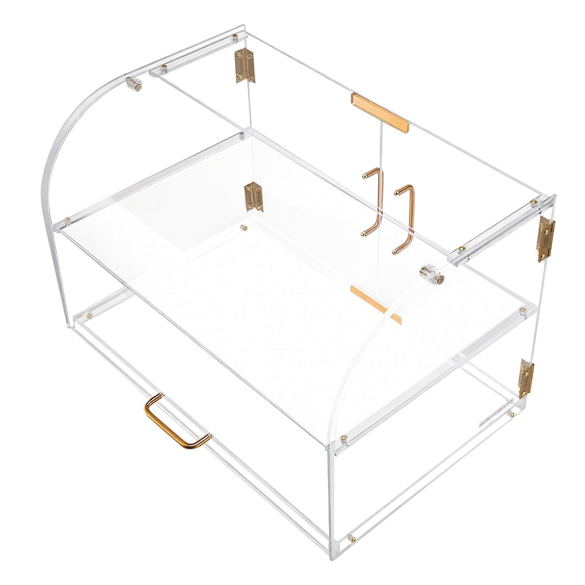 Bakery Display Case, 2-Tier Commercial Countertop Pastry Display Case, Clear Acrylic Bread Box for Kitchen, Party Cake Cabinet with Magnetic Rear Door for Cookie Dessert Donut, 22" x 14" x 14"