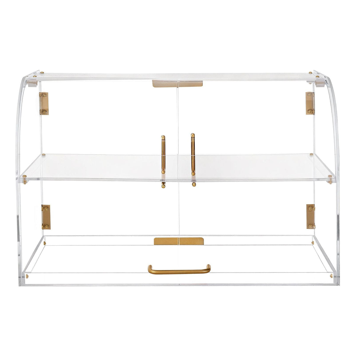 Bakery Display Case, 2-Tier Commercial Countertop Pastry Display Case, Clear Acrylic Bread Box for Kitchen, Party Cake Cabinet with Magnetic Rear Door for Cookie Dessert Donut, 22" x 14" x 14"