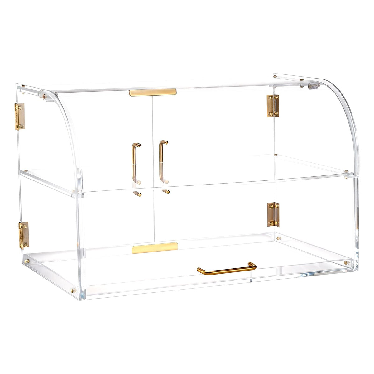 Bakery Display Case, 2-Tier Commercial Countertop Pastry Display Case, Clear Acrylic Bread Box for Kitchen, Party Cake Cabinet with Magnetic Rear Door for Cookie Dessert Donut, 22" x 14" x 14"