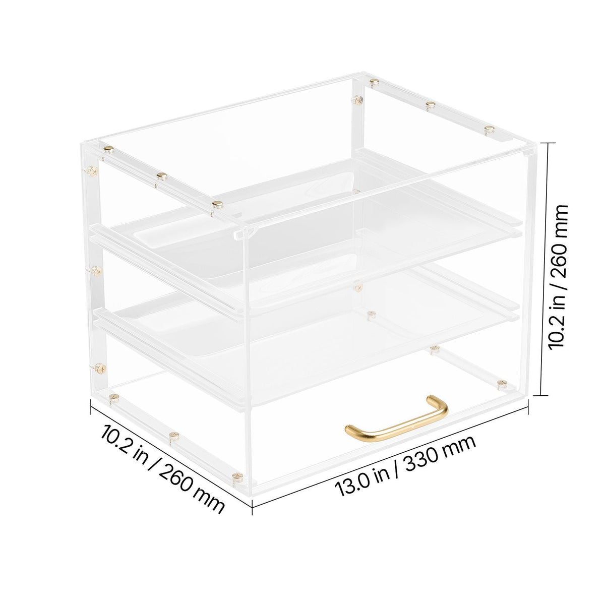Bakery Display Case, 3-Tier Commercial Countertop Pastry Display Case, Clear Acrylic Bread Box for Kitchen, Party Cake Cabinet with Flip-Up Door for Cookie Dessert Donut, 13" x 10.2" x 10.2"