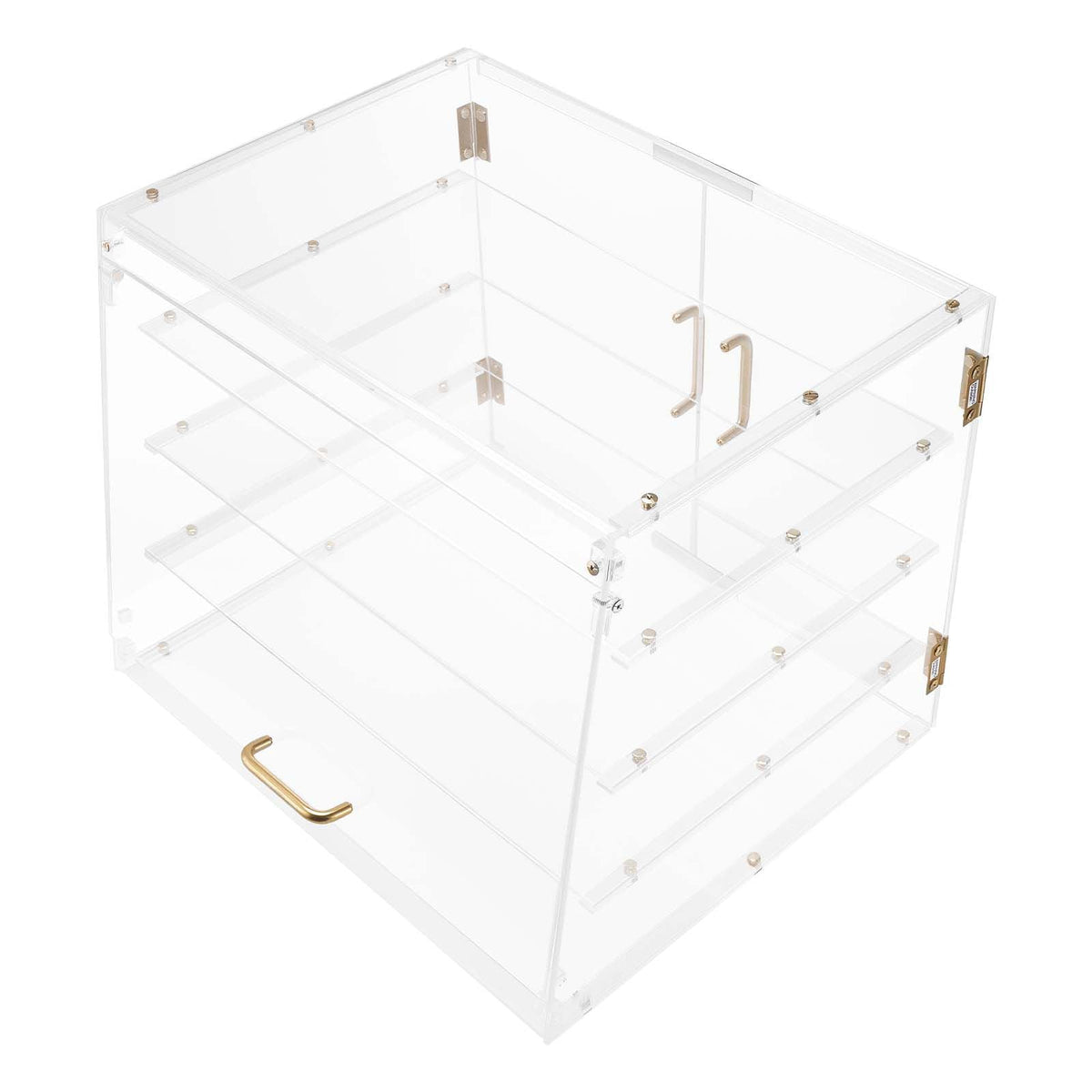 Bakery Display Case, 4-Tier Commercial Countertop Pastry Display Case, Clear Acrylic Bread Box for Kitchen, Party Cake Cabinet with Magnetic Rear Door for Cookie Dessert Donut, 20.9"x17.1"x16.3"