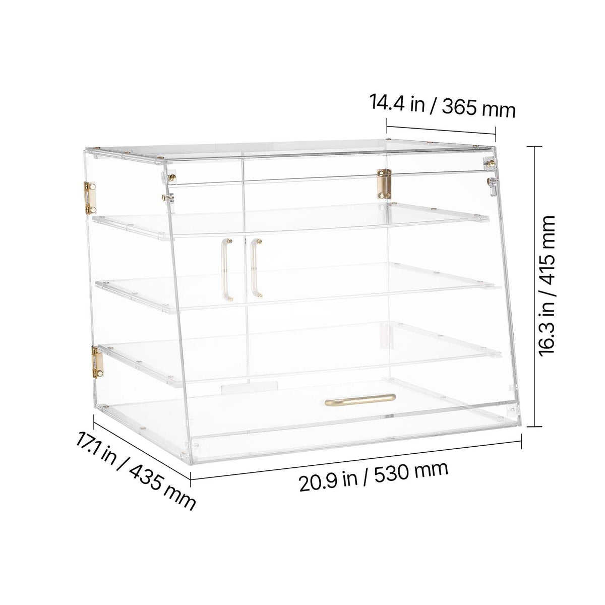 Bakery Display Case, 4-Tier Commercial Countertop Pastry Display Case, Clear Acrylic Bread Box for Kitchen, Party Cake Cabinet with Magnetic Rear Door for Cookie Dessert Donut, 20.9"x17.1"x16.3"