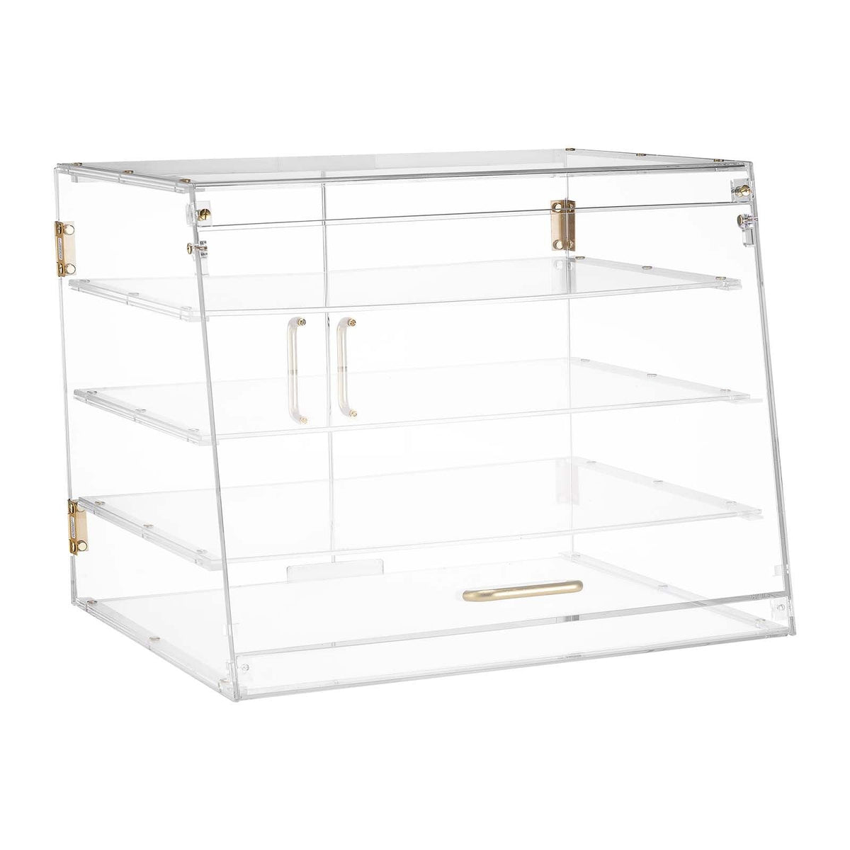 Bakery Display Case, 4-Tier Commercial Countertop Pastry Display Case, Clear Acrylic Bread Box for Kitchen, Party Cake Cabinet with Magnetic Rear Door for Cookie Dessert Donut, 20.9"x17.1"x16.3"