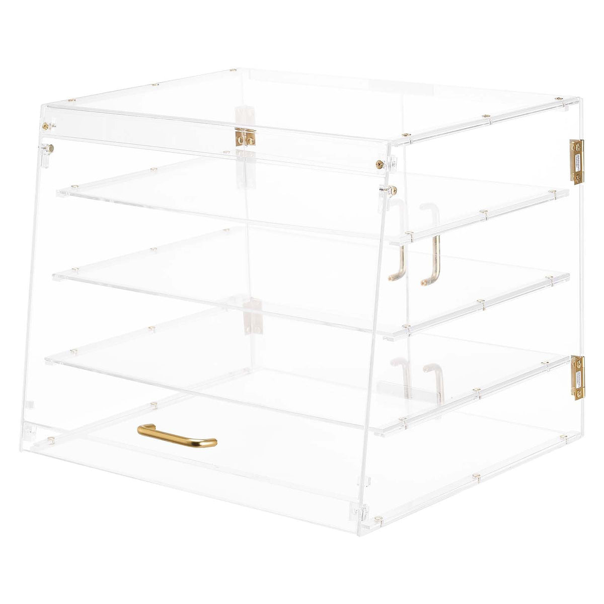 Bakery Display Case, 4-Tier Commercial Countertop Pastry Display Case, Clear Acrylic Bread Box for Kitchen, Party Cake Cabinet with Magnetic Rear Door for Cookie Dessert Donut, 20.9"x17.1"x16.3"