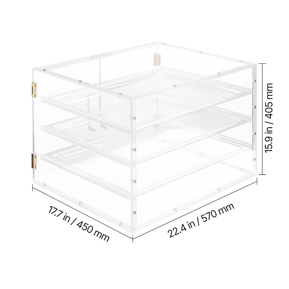 Bakery Display Case, 4-Tier Commercial Countertop Pastry Display Case, Clear Acrylic Bread Box for Kitchen, Party Cake Cabinet with Magnetic Rear Door for Cookie Dessert Donut, 22.4"x17.3"x15.9"