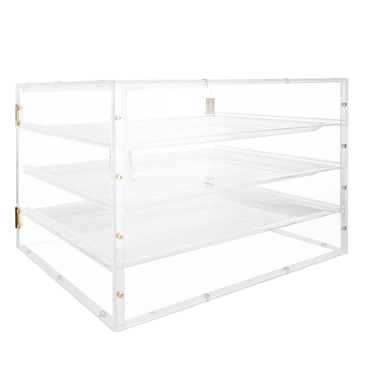 Bakery Display Case, 4-Tier Commercial Countertop Pastry Display Case, Clear Acrylic Bread Box for Kitchen, Party Cake Cabinet with Magnetic Rear Door for Cookie Dessert Donut, 22.4"x17.3"x15.9"