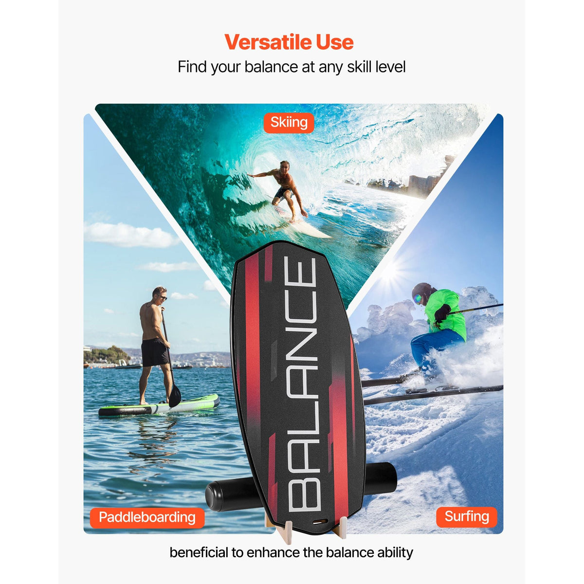 Balance Board, 3-Level Height Adjustable Wobble Board Trainer for Adults, Premium Wooden Balance Training Equipment, with Roller, Magnetic Stoppers, Storage Rack, for Core Workouts, Surf Trainer