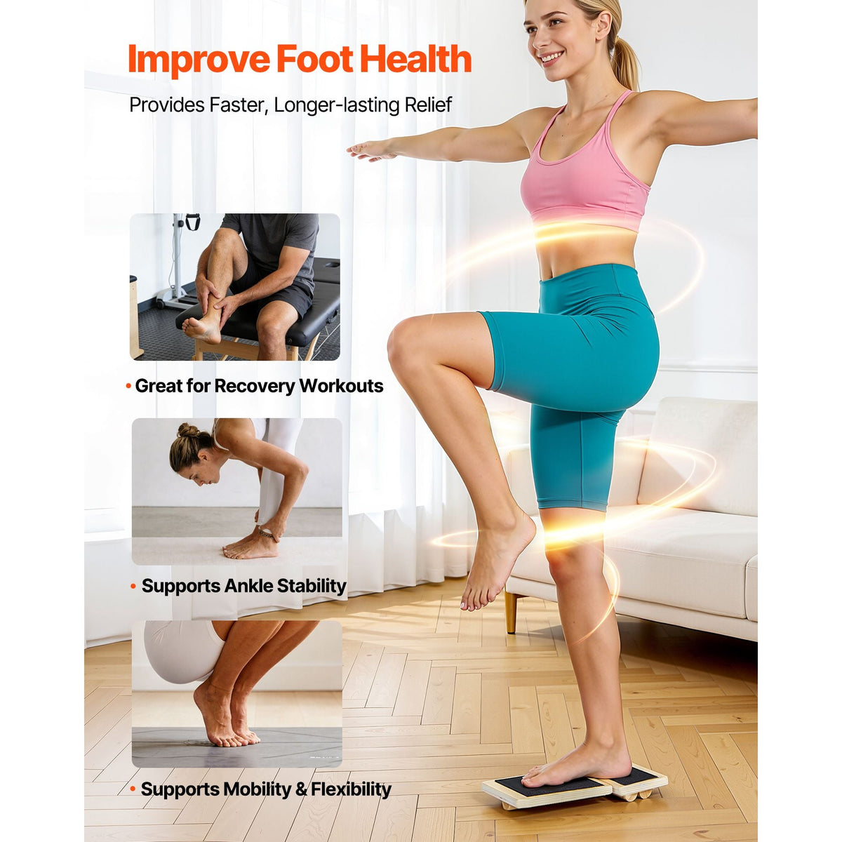 Balance Board, Wobble Board Trainer for Adults Foot & Ankle Strengthening, Non-Slip Wood Premium Wooden Balance Training Equipment, Compact with Storage Bag, Ideal for Physical Therapy Exercises