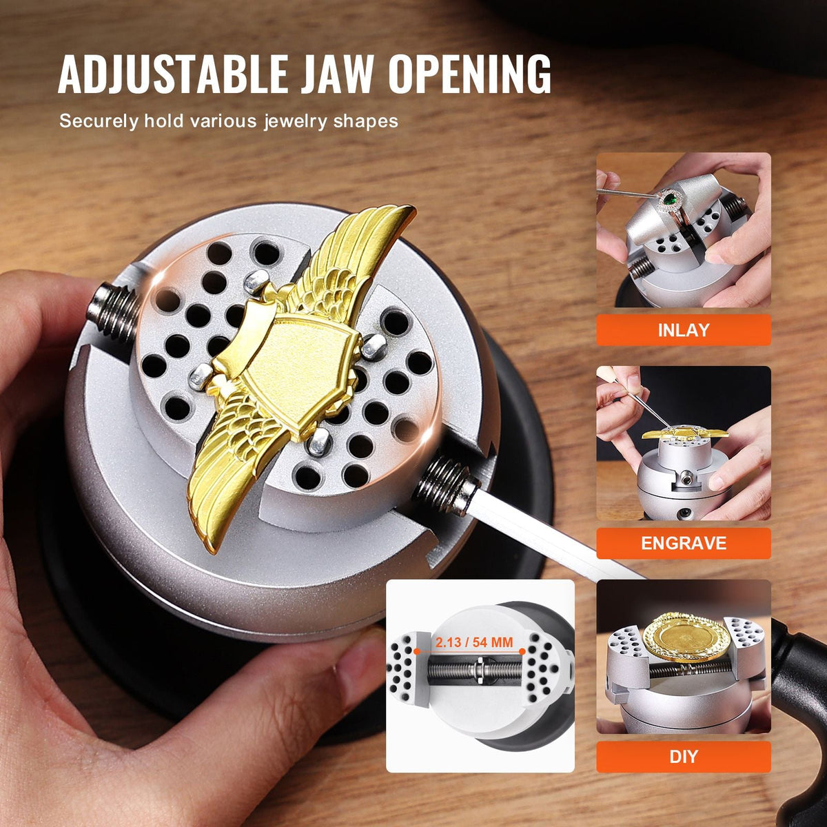 Ball Vise, 3" Engraving Setting Tool, 360° Rotation Engraving Block Vise, 30 PCS Attachment Jewelry Engraving Block Tools Standard Block for Gemstone Inlay and Small-Scale Engraving
