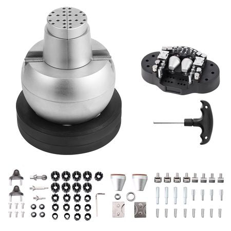 Ball Vise, 5" Engraving Setting Tool, 360° Rotation Engraving Block Vise, 69 PCS Attachment Jewelry Engraving Block Tools Standard Block for Gemstone Inlay and Small-Scale Engraving