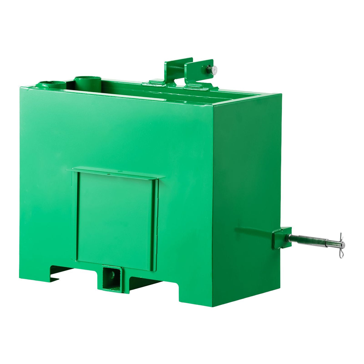 Ballast Box, 3-Point Category 1 Tractor Ballast of 800 lbs Capacity, with Standard 2 Inch Hitch Receiver, Heavy-Duty Steel 3.2 ft³ Large Volume Durable Loader Attachment with Sliding Door, Green