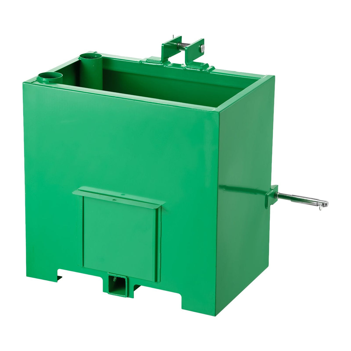 Ballast Box, 3-Point Category 1 Tractor Ballast of 800 lbs Capacity, with Standard 2 Inch Hitch Receiver, Heavy-Duty Steel 5 ft³ Large Volume Durable Loader Attachment with Sliding Door, Green