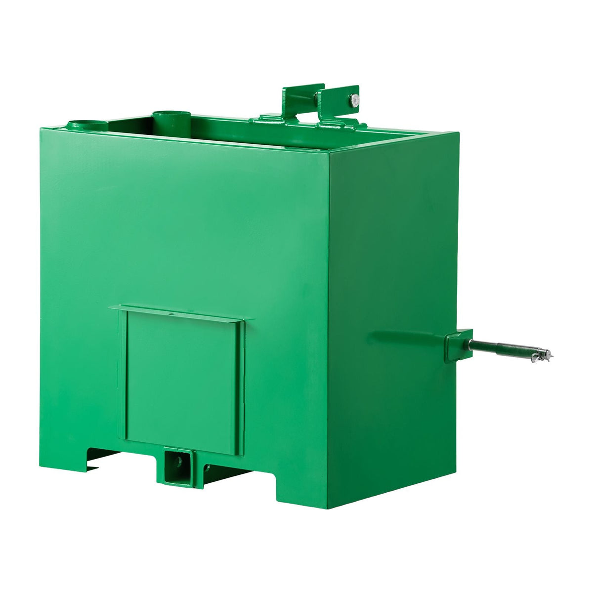 Ballast Box, 3-Point Category 1 Tractor Ballast of 800 lbs Capacity, with Standard 2 Inch Hitch Receiver, Heavy-Duty Steel 5 ft³ Large Volume Durable Loader Attachment with Sliding Door, Green