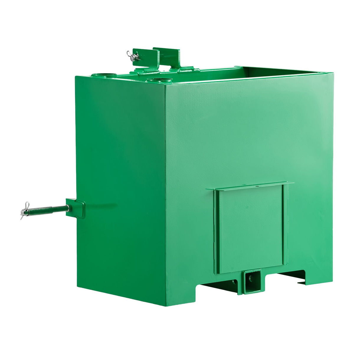 Ballast Box, 3-Point Category 1 Tractor Ballast of 800 lbs Capacity, with Standard 2 Inch Hitch Receiver, Heavy-Duty Steel 5 ft³ Large Volume Durable Loader Attachment with Sliding Door, Green