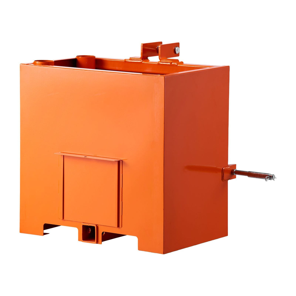 Ballast Box, 3-Point Category 1 Tractor Ballast of 800 lbs Capacity, with Standard 2 Inch Hitch Receiver, Heavy-Duty Steel 5 ft³ Large Volume Durable Loader Attachment with Sliding Door, Orange