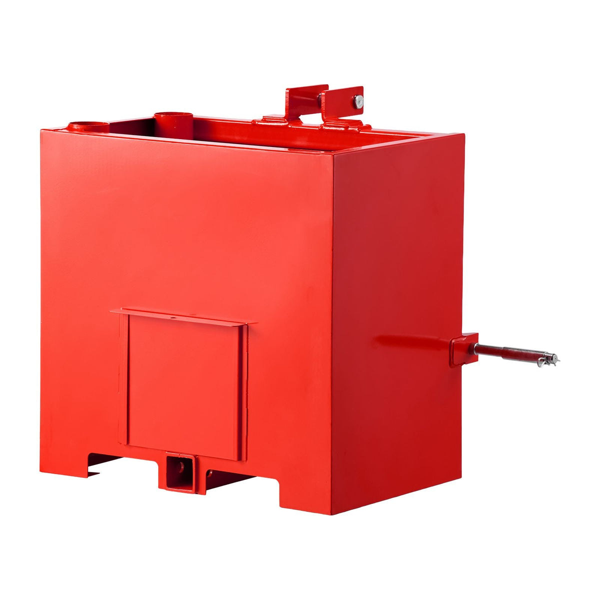 Ballast Box, 3-Point Category 1 Tractor Ballast of 800 lbs Capacity, with Standard 2 Inch Hitch Receiver, Heavy-Duty Steel 5 ft³ Large Volume Durable Loader Attachment with Sliding Door, Red
