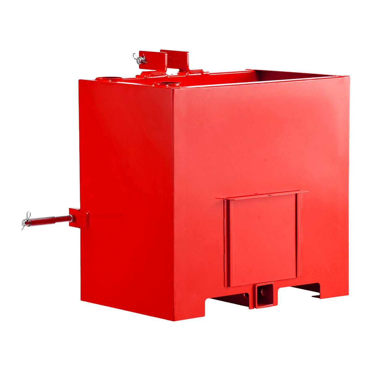 Ballast Box, 3-Point Category 1 Tractor Ballast of 800 lbs Capacity, with Standard 2 Inch Hitch Receiver, Heavy-Duty Steel 5 ft³ Large Volume Durable Loader Attachment with Sliding Door, Red