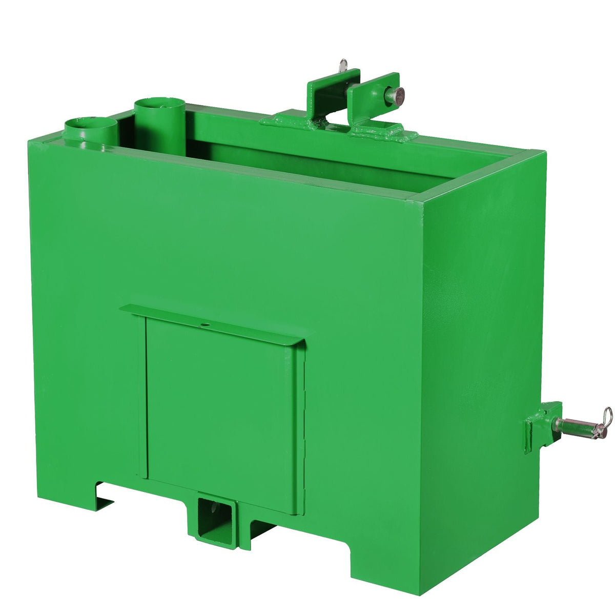 Ballast Box, 3-Point Category 1 Tractor Ballast of 800lbs Capacity, for 2 Inch Hitch Receiver, Heavy-Duty Steel 4.3 ft³ Large Volume Loader Attachment with Sliding Door, Green