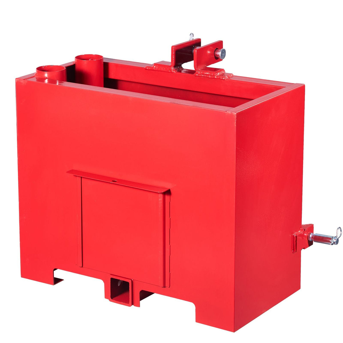 Ballast Box, 3-Point Category 1 Tractor Ballast of 800lbs Capacity, for 2 Inch Hitch Receiver, Heavy-Duty Steel 4.3 ft³ Large Volume Loader Attachment with Sliding Door, Red