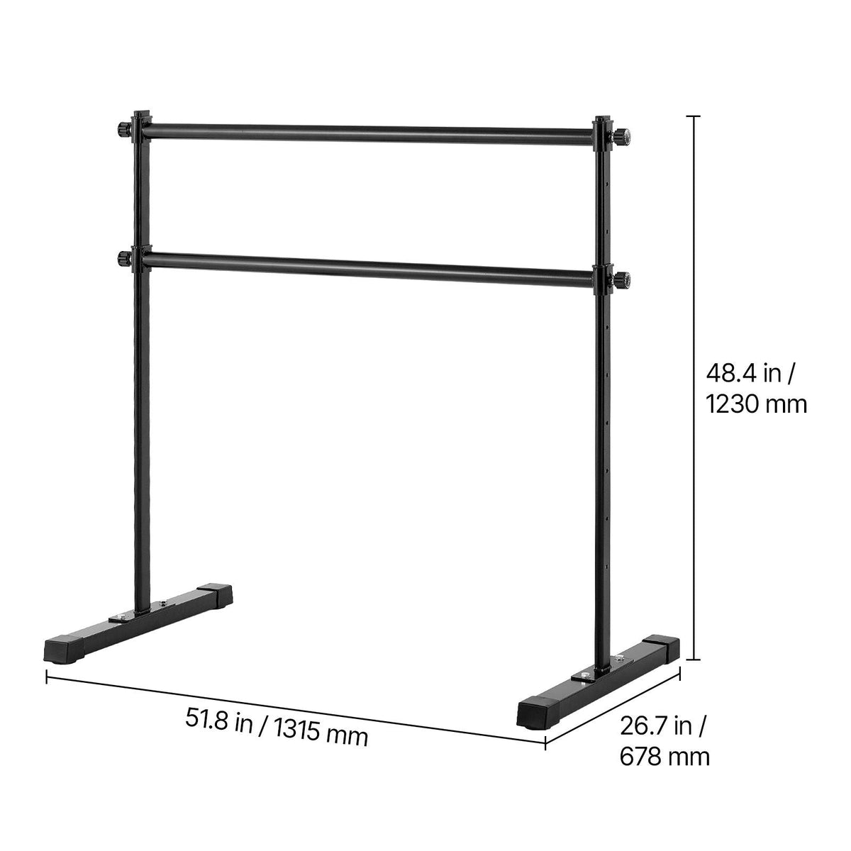 Ballet Barre, 4 Ft Double Barre Bar for Home, Freestanding Portable Ballet Stretching Dance Bars, Height Adjustable Anti-Wobble Fitness Studio Equipment, for Pilates Balance Workout