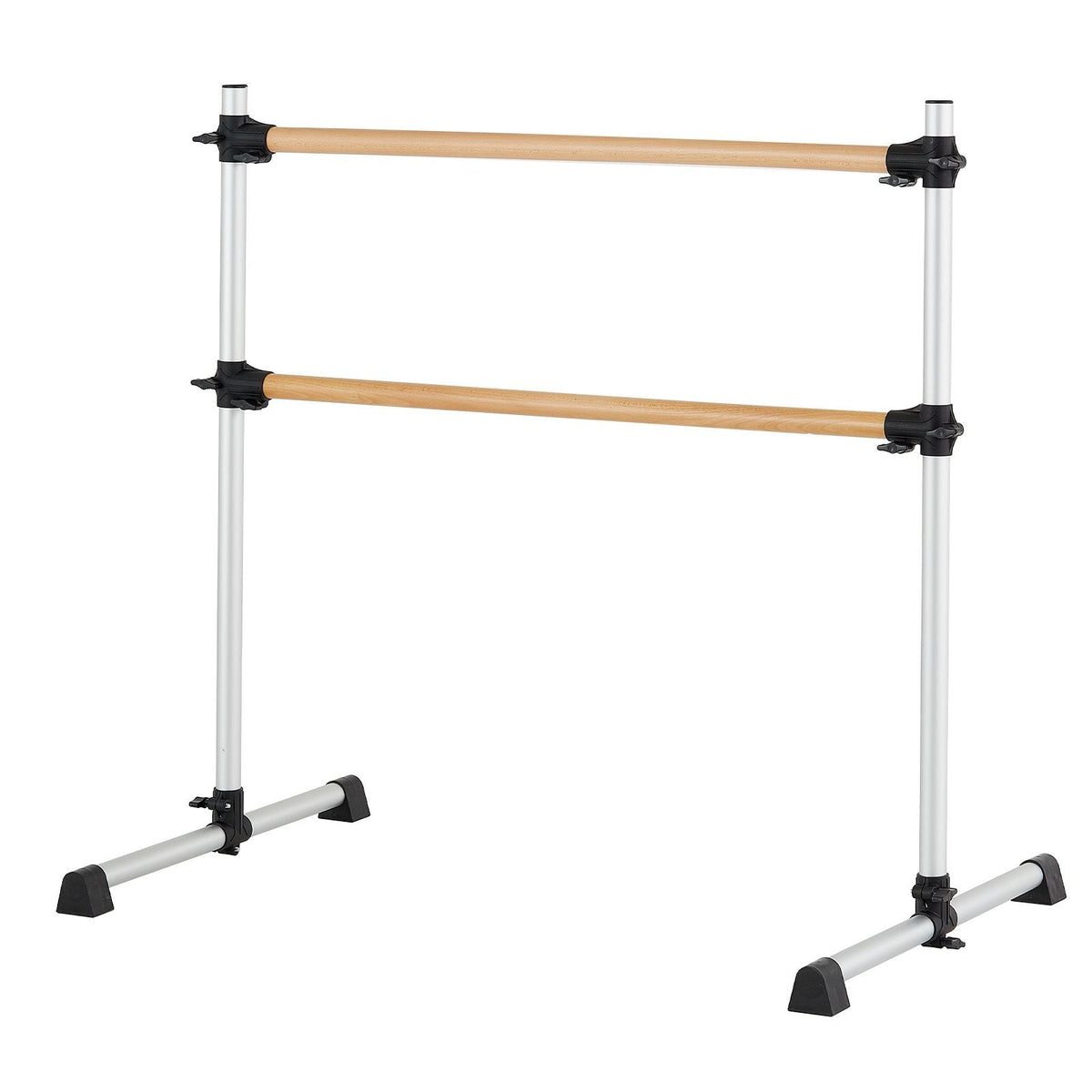Ballet Barre, 4 Ft Double Beechwood Barre Bar for Home, Freestanding Portable Ballet Stretching Dance Bars, Height Adjustable Anti-Wobble Fitness Gym Equipment, for Pilates Balance Workout