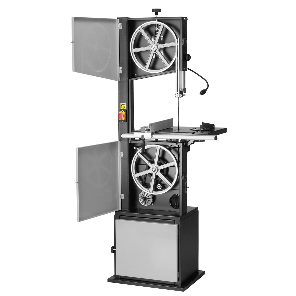 Band Saw, 14-Inch, 480-960 RPM Continuously Viable Benchtop Bandsaw, 1100W 1-1/2HP Motor, with Optimized Work Light Workbench Stand Cabinet Assembly and Miter Gauge, for Woodworking Aluminum