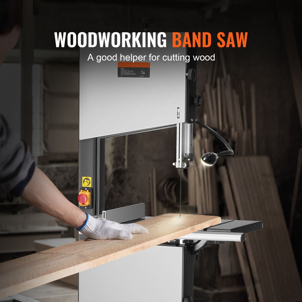 Band Saw, 14-Inch, 480-960 RPM Continuously Viable Benchtop Bandsaw, 1100W 1-1/2HP Motor, with Optimized Work Light Workbench Stand Cabinet Assembly and Miter Gauge, for Woodworking Aluminum