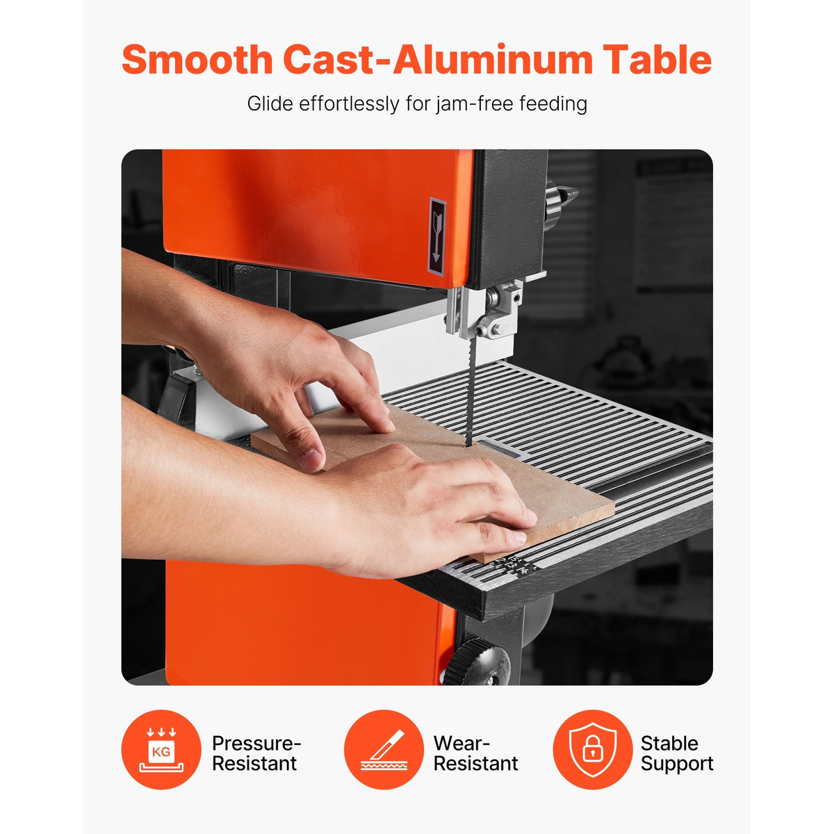 Band Saw, 9-Inch, Woodworking Benchtop Bandsaw with 1/2 HP Motor, 3.5-Inch Max Cutting Height, 11.8 x 11.8 in Cast Aluminum Table, 0-45° Tilting Range, with Miter Gauge, Fence, for Woodworking