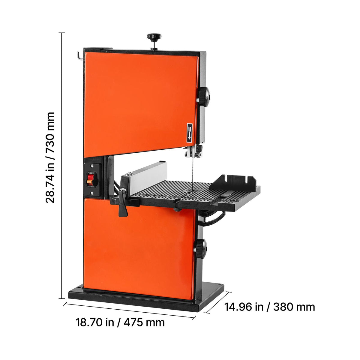 Band Saw, 9-Inch, Woodworking Benchtop Bandsaw with 1/2 HP Motor, 3.5-Inch Max Cutting Height, 11.8 x 11.8 in Cast Aluminum Table, 0-45° Tilting Range, with Miter Gauge, Fence, for Woodworking