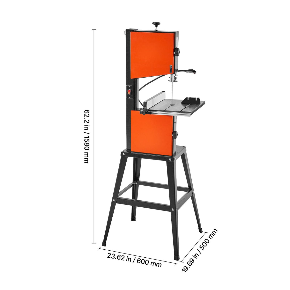 Band Saw with Stand, 10-Inch, Two-Speed Benchtop Bandsaw, 373W 1/2 HP, 6 in Max Cutting Height, 13.2 x 13.4 in Cast Iron Table, with 360° Work Light, Miter Gauge, Fence, Band Saw for Woodworking