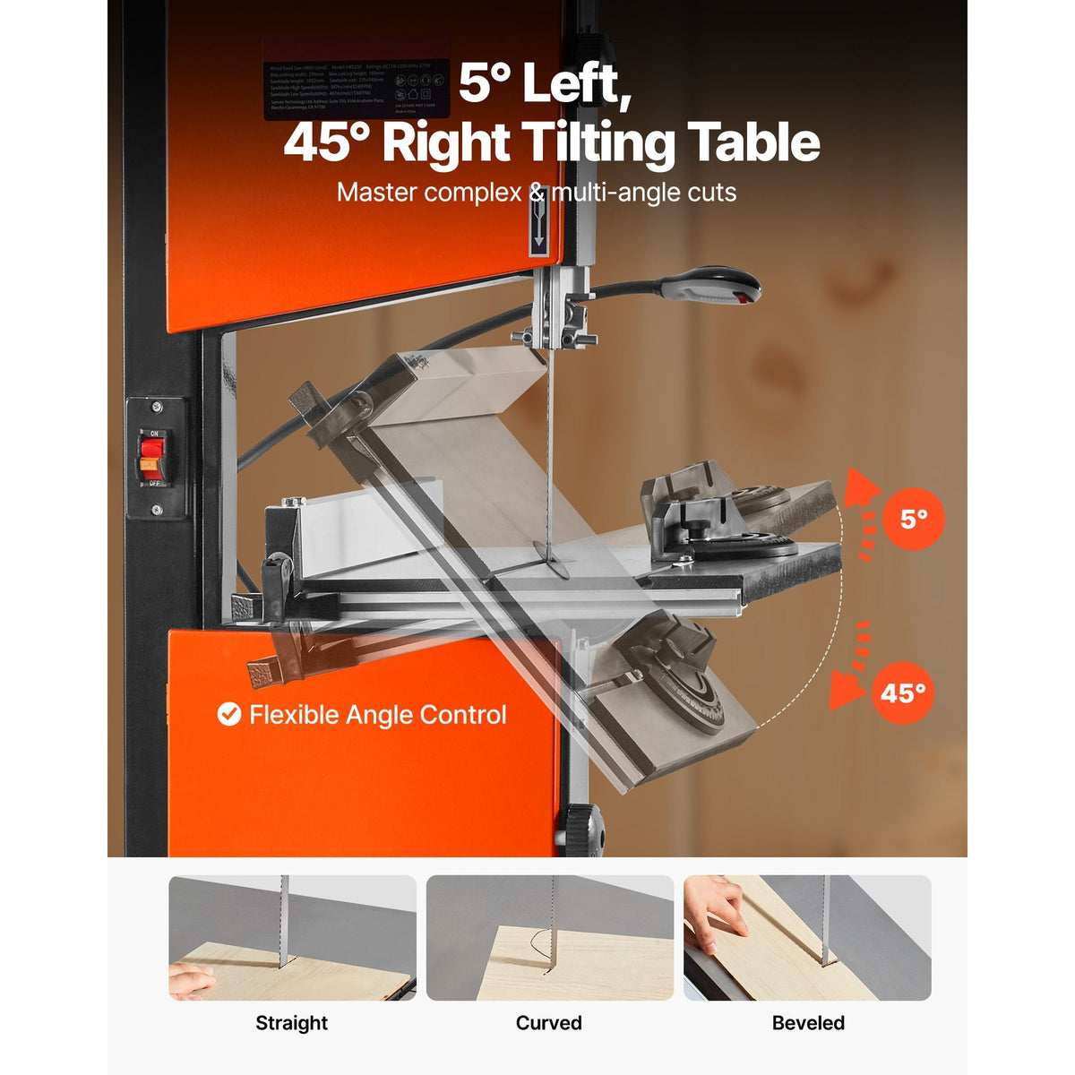 Band Saw with Stand, 10-Inch, Two-Speed Benchtop Bandsaw, 373W 1/2 HP, 6 in Max Cutting Height, 13.2 x 13.4 in Cast Iron Table, with 360° Work Light, Miter Gauge, Fence, Band Saw for Woodworking