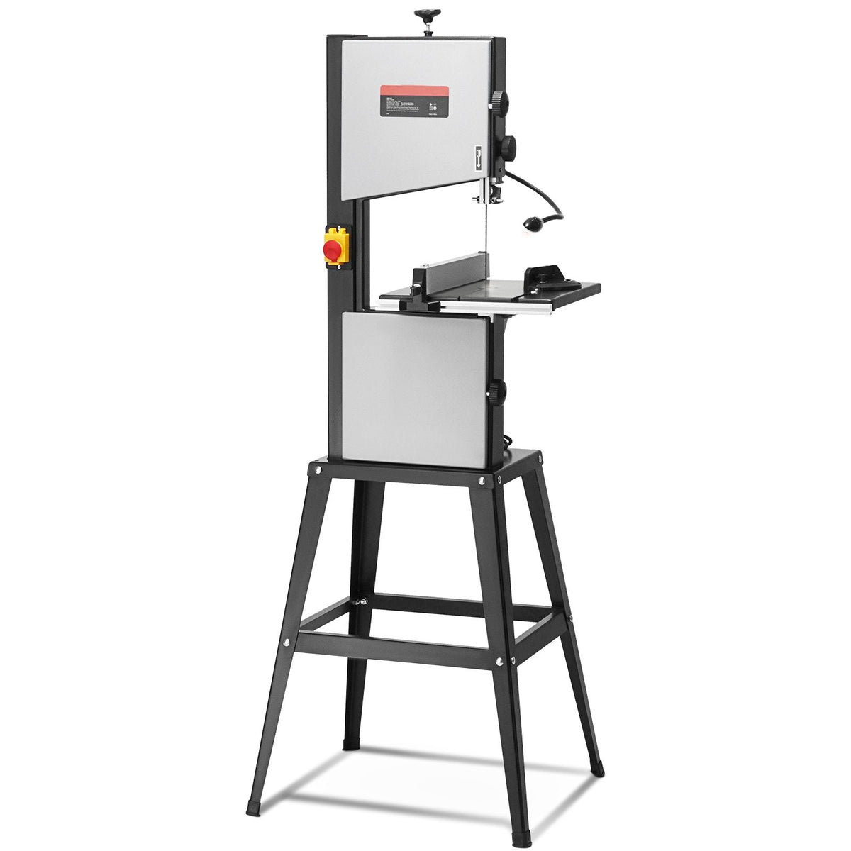 Band Saw with Stand, 9.65-Inch, 560&1100 RPM Two-Speed Benchtop Bandsaw, 370W 1/2HP Motor 6'' Cutting Height 72.13'' Sawblade Length, with Fence and Miter Gauge, for Woodworking Aluminum Plastic