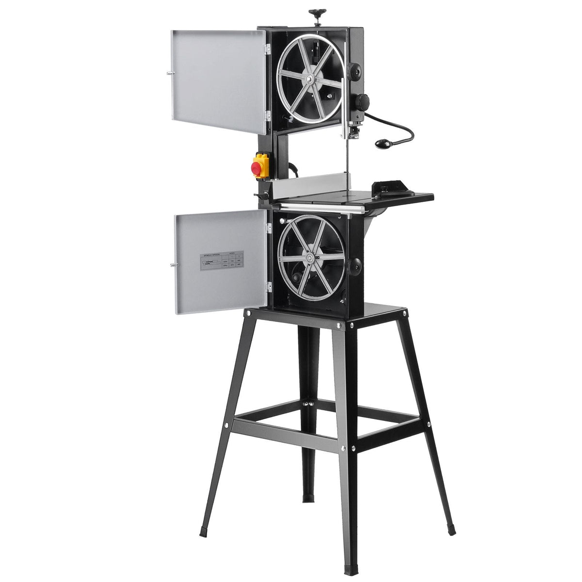 Band Saw with Stand, 9.65-Inch, 560&1100 RPM Two-Speed Benchtop Bandsaw, 370W 1/2HP Motor 6'' Cutting Height 72.13'' Sawblade Length, with Fence and Miter Gauge, for Woodworking Aluminum Plastic
