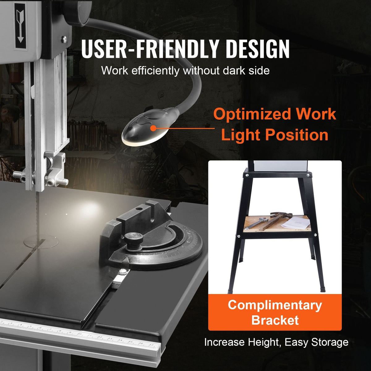 Band Saw with Stand, 9.65-Inch, 560&1100 RPM Two-Speed Benchtop Bandsaw, 370W 1/2HP Motor 6'' Cutting Height 72.13'' Sawblade Length, with Fence and Miter Gauge, for Woodworking Aluminum Plastic