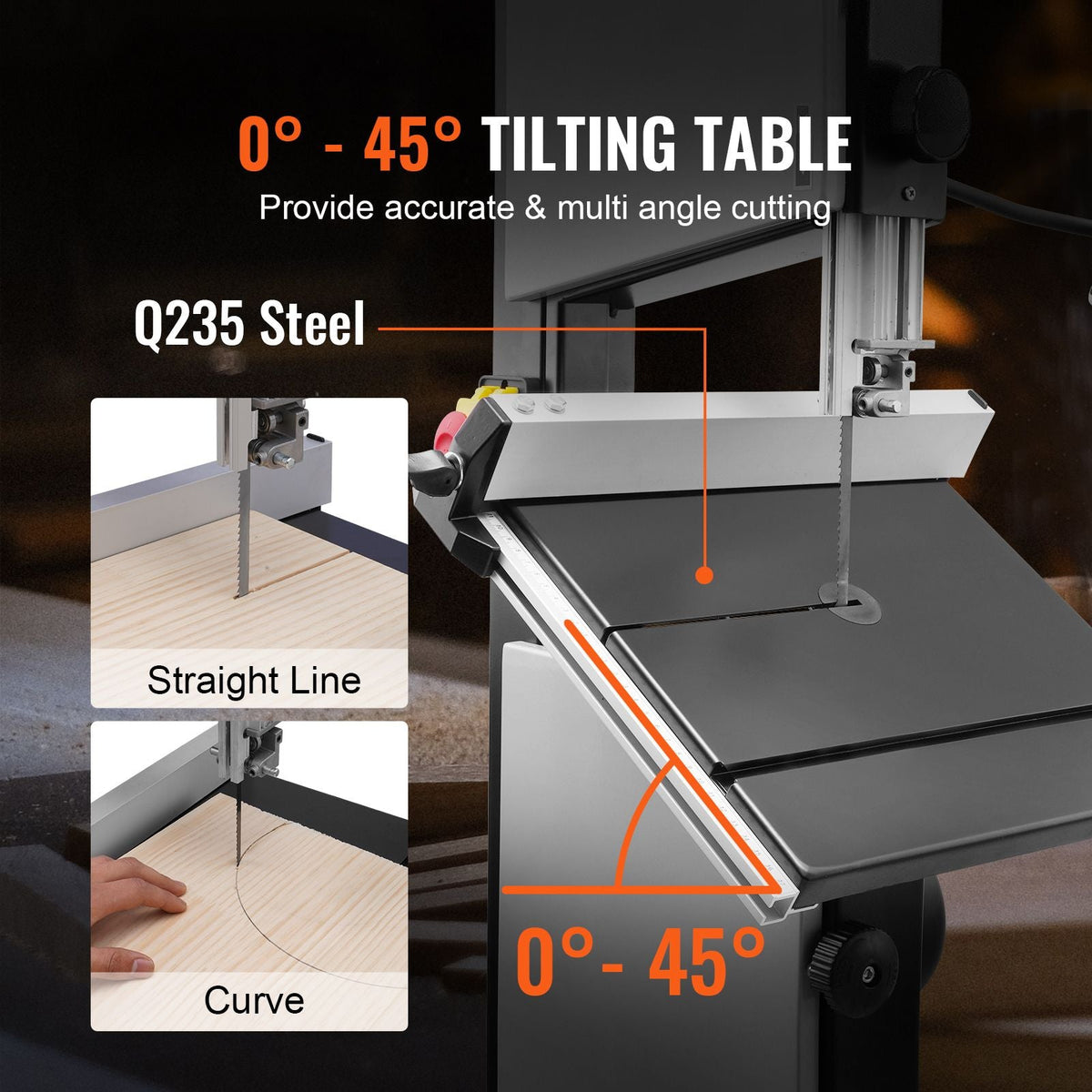 Band Saw with Stand, 9.65-Inch, 560&1100 RPM Two-Speed Benchtop Bandsaw, 370W 1/2HP Motor 6'' Cutting Height 72.13'' Sawblade Length, with Fence and Miter Gauge, for Woodworking Aluminum Plastic