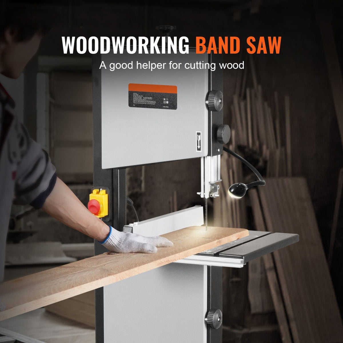 Band Saw with Stand, 9.65-Inch, 560&1100 RPM Two-Speed Benchtop Bandsaw, 370W 1/2HP Motor 6'' Cutting Height 72.13'' Sawblade Length, with Fence and Miter Gauge, for Woodworking Aluminum Plastic