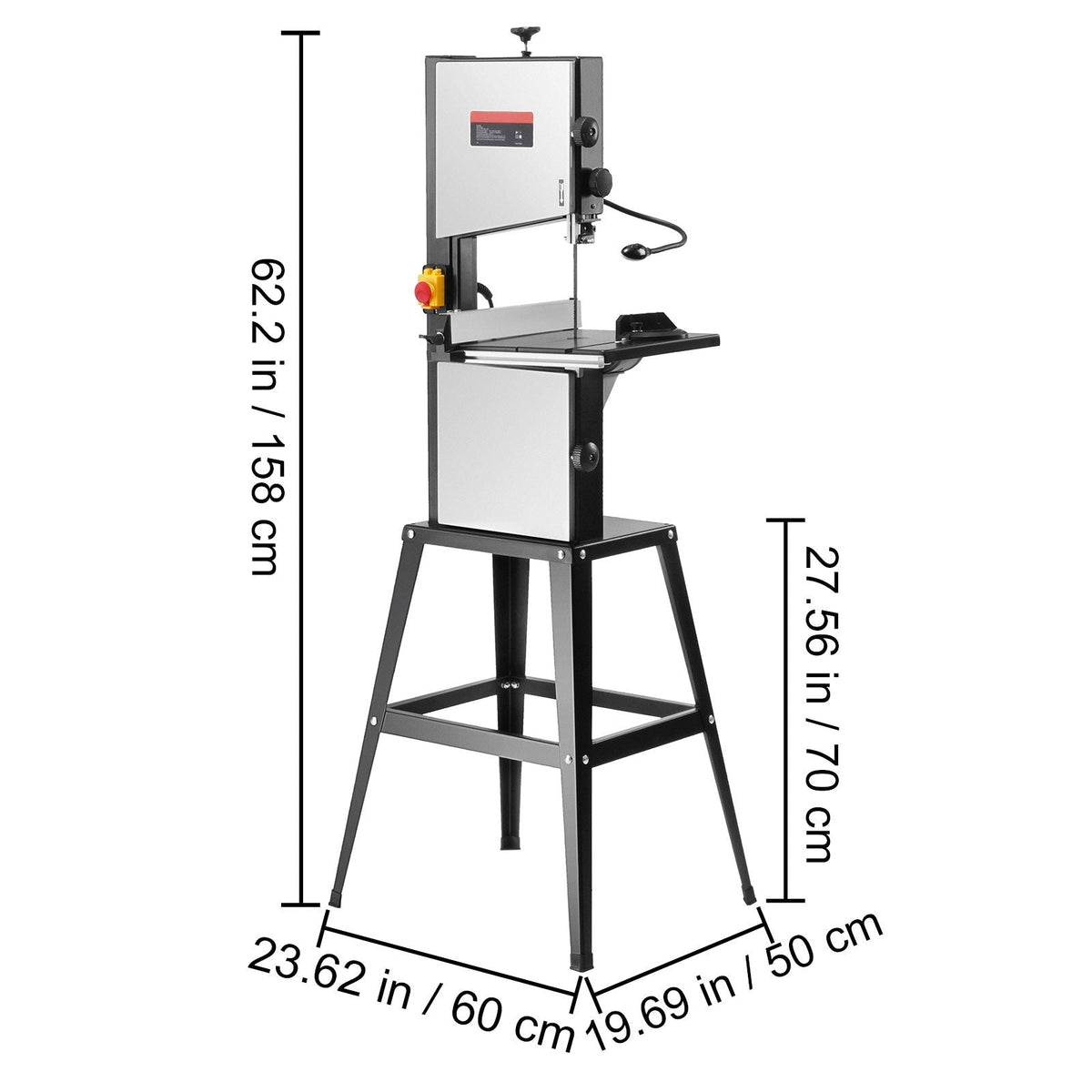 Band Saw with Stand, 9.65-Inch, 560&1100 RPM Two-Speed Benchtop Bandsaw, 370W 1/2HP Motor 6'' Cutting Height 72.13'' Sawblade Length, with Fence and Miter Gauge, for Woodworking Aluminum Plastic