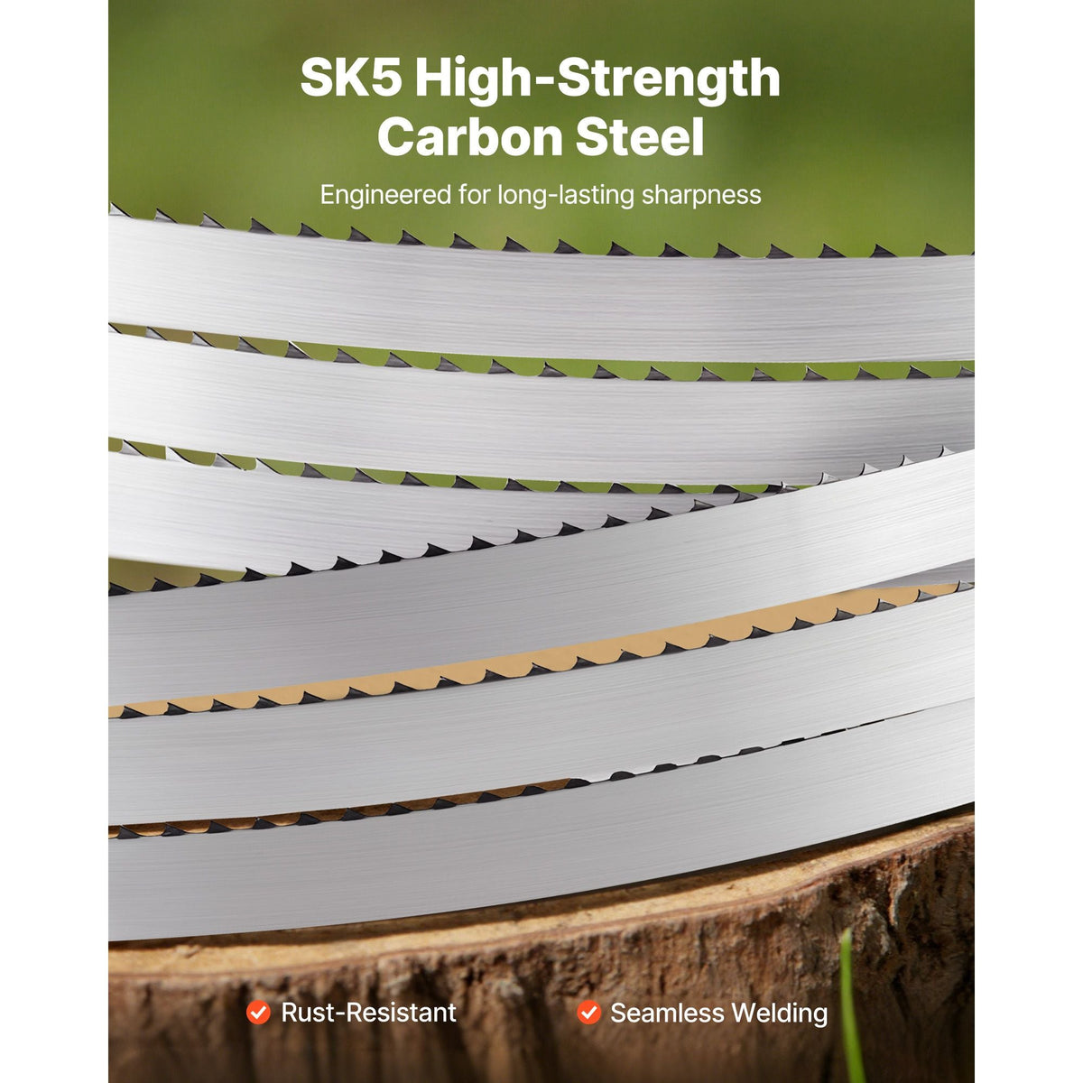 Bandsaw Blade, 150 Inch Length, 4 TPI Band Saw Blade with 18 HRC Hardened Sharp Teeth, SK5 High-Strength Carbon Steel, 0.75 Inch Width, Replacement for Major Woodworking Band Saw Brands, 1 Pack