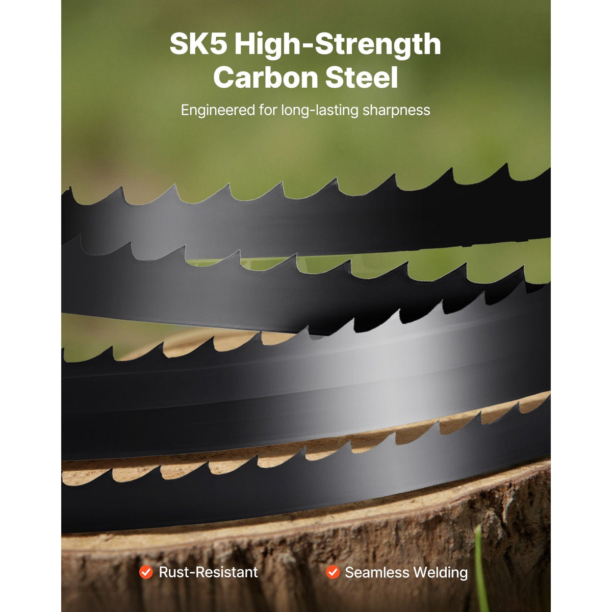 Bandsaw Blade, 60 Inch Length, 6 TPI Band Saw Blade with 15 HRC Hardened Sharp Teeth, SK5 High-Strength Carbon Steel, 0.25 Inch Width, Replacement for Major Woodworking Band Saw Brands, 1 Pack
