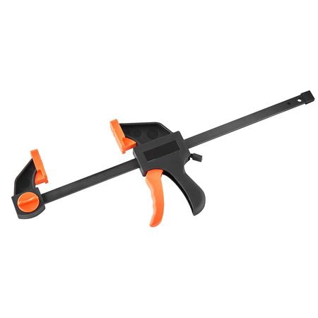 Bar Clamps for Woodworking, 2-Pack 12 inch and 2-Pack 6 inch, One-Handed Clamp/Spreader, Quick-Grip F-Clamp with 154 lbs Load Limit, Premium Plastic and Steel, for Woodworking Metal working