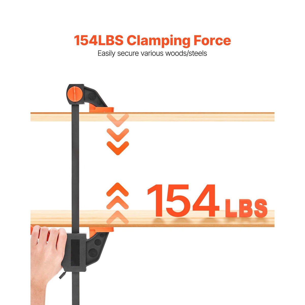 Bar Clamps for Woodworking, 2-Pack 12 inch and 2-Pack 6 inch, One-Handed Clamp/Spreader, Quick-Grip F-Clamp with 154 lbs Load Limit, Premium Plastic and Steel, for Woodworking Metal working