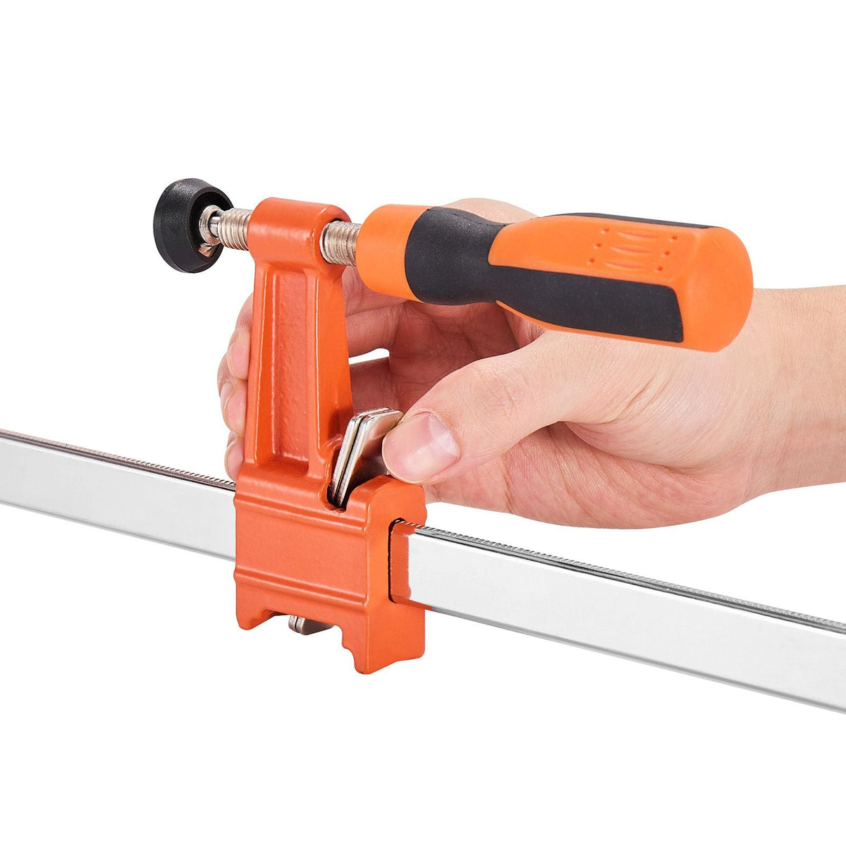 Bar Clamps for Woodworking, 2-Pack 24 inch Opening, Lockable F-Clamp with 600 lbs Load Limit, 2-1/2 inch Depth, Cast Iron and Carbon Steel, Easy to Use, Wood Clamps for Woodworking Metal Working