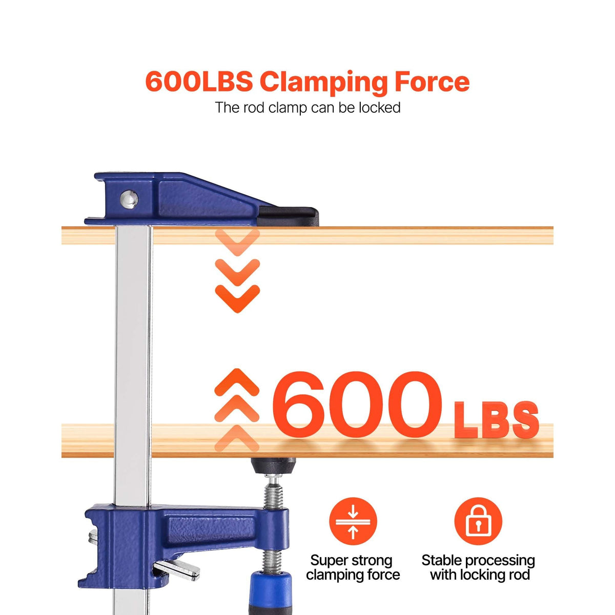 Bar Clamps for Woodworking, 2-Pack 36 inch Opening, Lockable F-Clamp with 600 lbs Load Limit, 2-1/2 inch Depth, Cast Iron and Carbon Steel, Easy to Use, Wood Clamps for Woodworking Metal Working