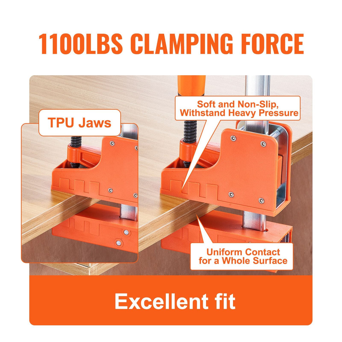 Bar Clamps for Woodworking, 2-Pack 50" Parallel Clamp Set, F Clamp with 1100 lbs Load Limit, Even Pressure, High-strength Plastic and Carbon Steel, Wood clamps for Woodworking Metal Working