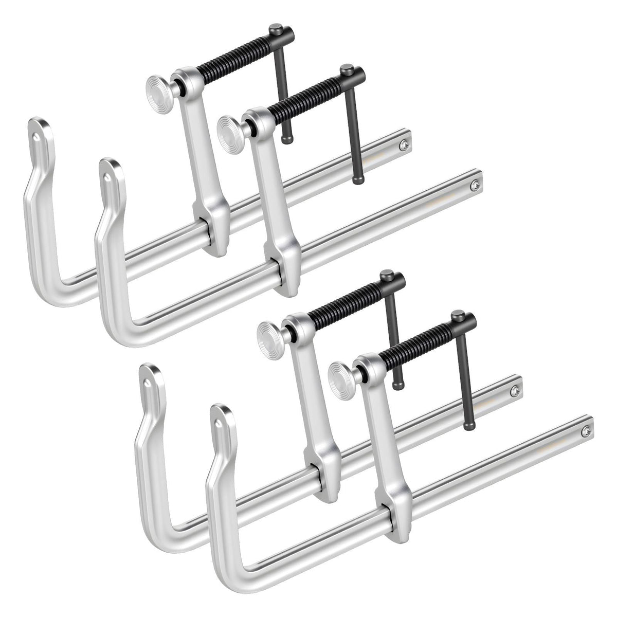Bar Clamps for Woodworking, 4-Pack, 12" Opening, 4.72 in Throat Depth, 1200 lbs Load Limit, Sturdy Steel Forging and Casting, with Swivel Jaw and T-Handle, for Wood Working and Metal Working